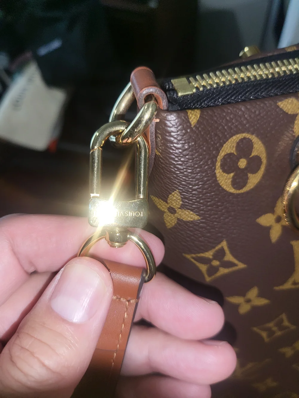 Louis Vuitton Women's Monogram Canvas V-Pattern Tote Bag - Black/Brown